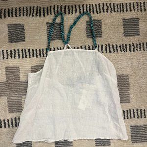 Zara Turquoise Beaded String White Linen Tank